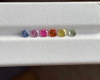 4mm Rounds Brilliant Cut Rainbow Ruby Sapphires  5 Stones lot