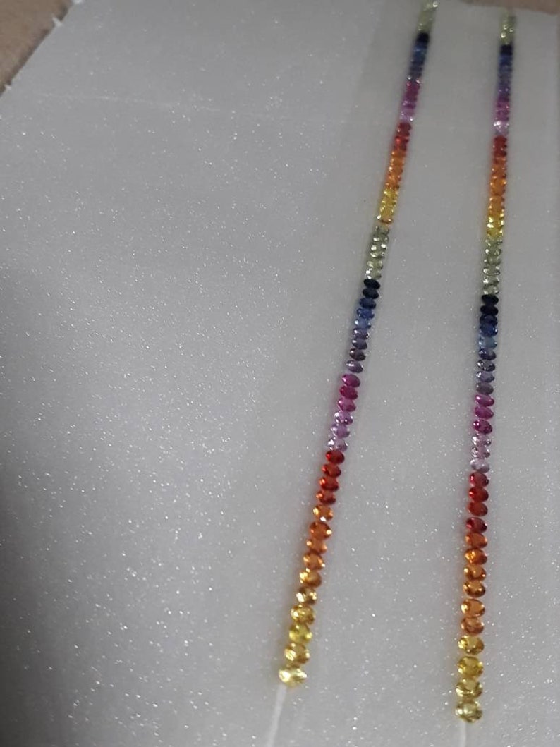 2.5mm Rounds Rainbow Sapphires Tennis Bracelet loose stones sets Beautiful Desing image 5