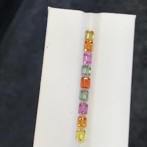 4x3mm Emerald cut Rainbow Fancy sapphires Good Quality loose stones 1 ring  Set #lot3