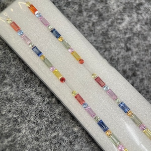 4x2mm • Naturel • Arc-en-ciel • Baguettes Rondes • Mixte • 1 Ensemble d’anneaux • Pierres lâches