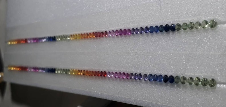 2.5mm Rounds Rainbow Sapphires Tennis Bracelet loose stones sets Beautiful Desing image 3