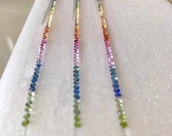 2mm Rainbow Sapphire Rounds Brilliant Cut Tennis Bracelet Lines 7&#39;inch 85 pcs