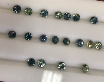 3.5mm Rounds Brilliant Cut Teal Blue Sapphires Party Sapphires Bluegreen color