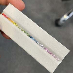 2.4mm Rainbow Sapphires Diamond Rounds Beautiful Colors  loose Stones 3.5inch Half Bracelet Set