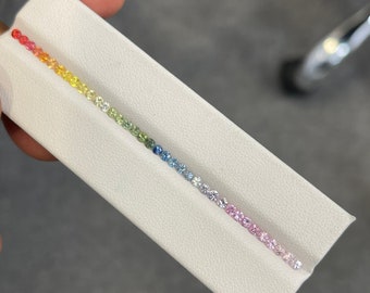 2.4mm Rainbow Sapphires Diamond Rounds Beautiful Colors  loose Stones 3.5inch Half Bracelet Set