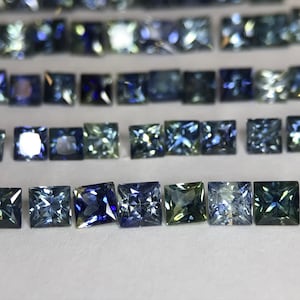 Princess Cut Teal Sapphire: Natural Blue Green Gemstone (3mm 3.5mm)