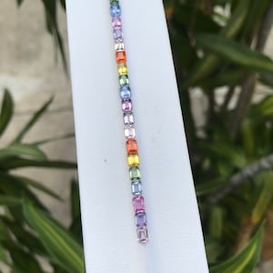 4x3mm Rainbow Sapphires Emerald-cut  21 Stones 3.5inch