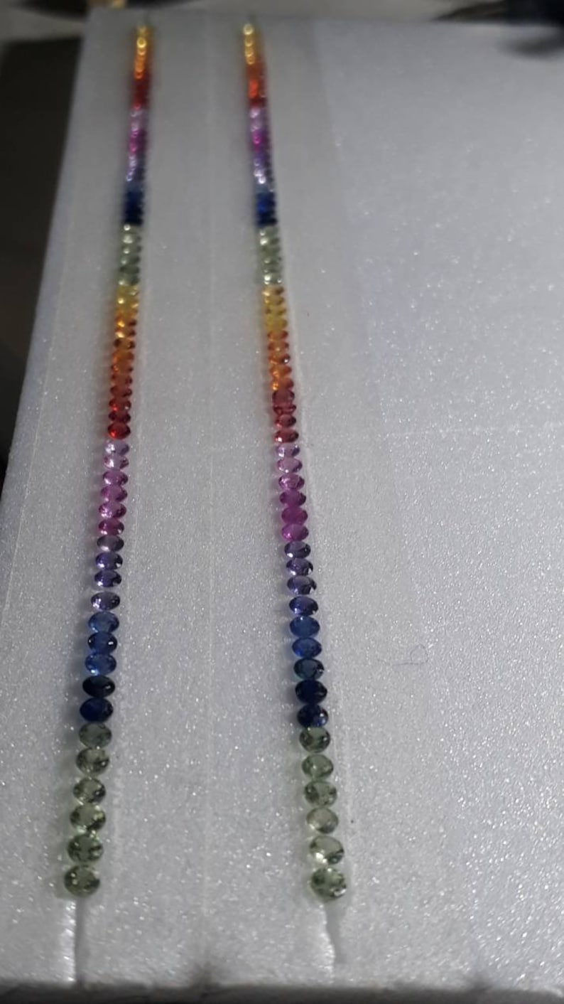 2.5mm Rounds Rainbow Sapphires Tennis Bracelet loose stones sets Beautiful Desing image 1