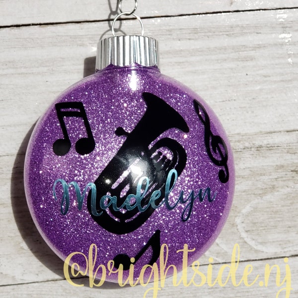 Personalized Glitter Ornament - BAND Silhouette - Colorguard - Band Mom - Gift