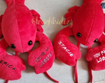 Personalized Lobster - Valentines Day Big Little Reveal - Best Friends - Plush - Stuffed Animal - Red - You're My Lobster