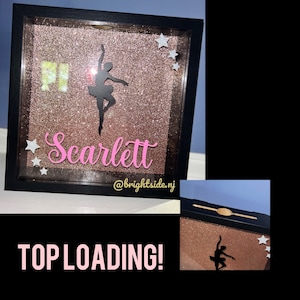 Top Loading Shadowbox - 8x8 Black Dance Cheer Personalized - Case - Awards - Big Sis Little Gift Pin Me Clothespins
