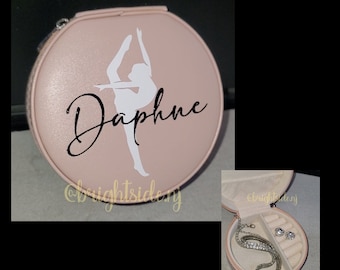 Personalized Jewelry Case - Dance Competition Jewelry Organizer- Gift for Dancer - Travel - Big Little Gift Idea - Pink Blue Grey White