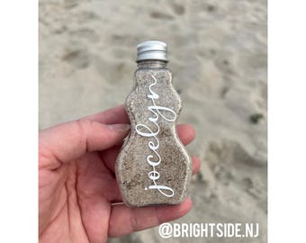 Personalized Bottle - Just add Sand - Beach Gift Shells - Sand Art - Plastic Screw Top Favors Vacation Honeymoon