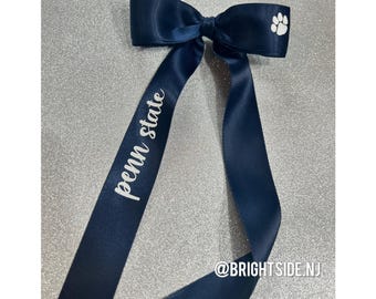 Team Spirit Hair Bow - Single Tail - Satin - Coquette Trendy Gameday Perdonalized - Ribbon - Hair Clip - Mom Sister College Jersey Number