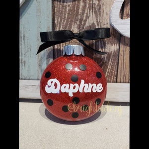 Ladybug Ornament - Personalized - Christmas Gift - Trendy - Present - Red Kids child lovebug