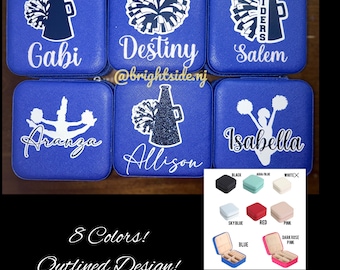 Cheer Jewelry Case - Outlined Design Competition Jewelry Organizer - Gift for Cheerleader- Travel - Big Little Gift Idea - Personalized Team