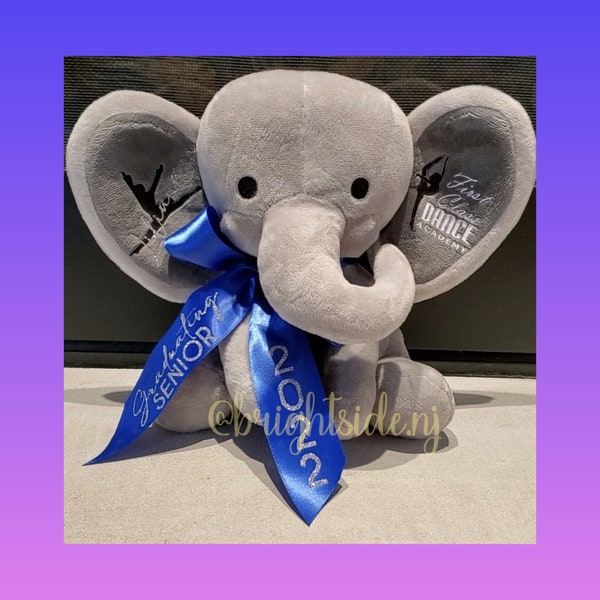 Senior Elephant - Personalized - Big Gift - Dance Recital Quote - Plush - Stuffed Animal - graduating class of 2022 cheer