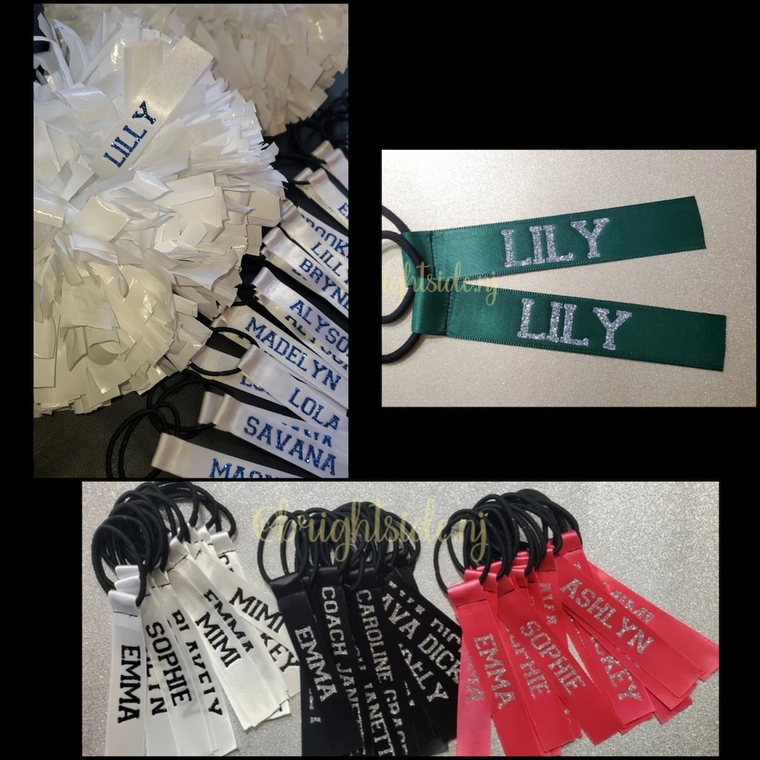 Pom Pom Tags Set of 2 Cheer Cheerleader Name Etsy