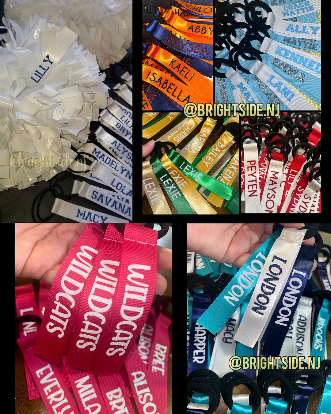 Pom Pom Tags Set of 2 Cheer Cheerleader Name Personalized Team Gift