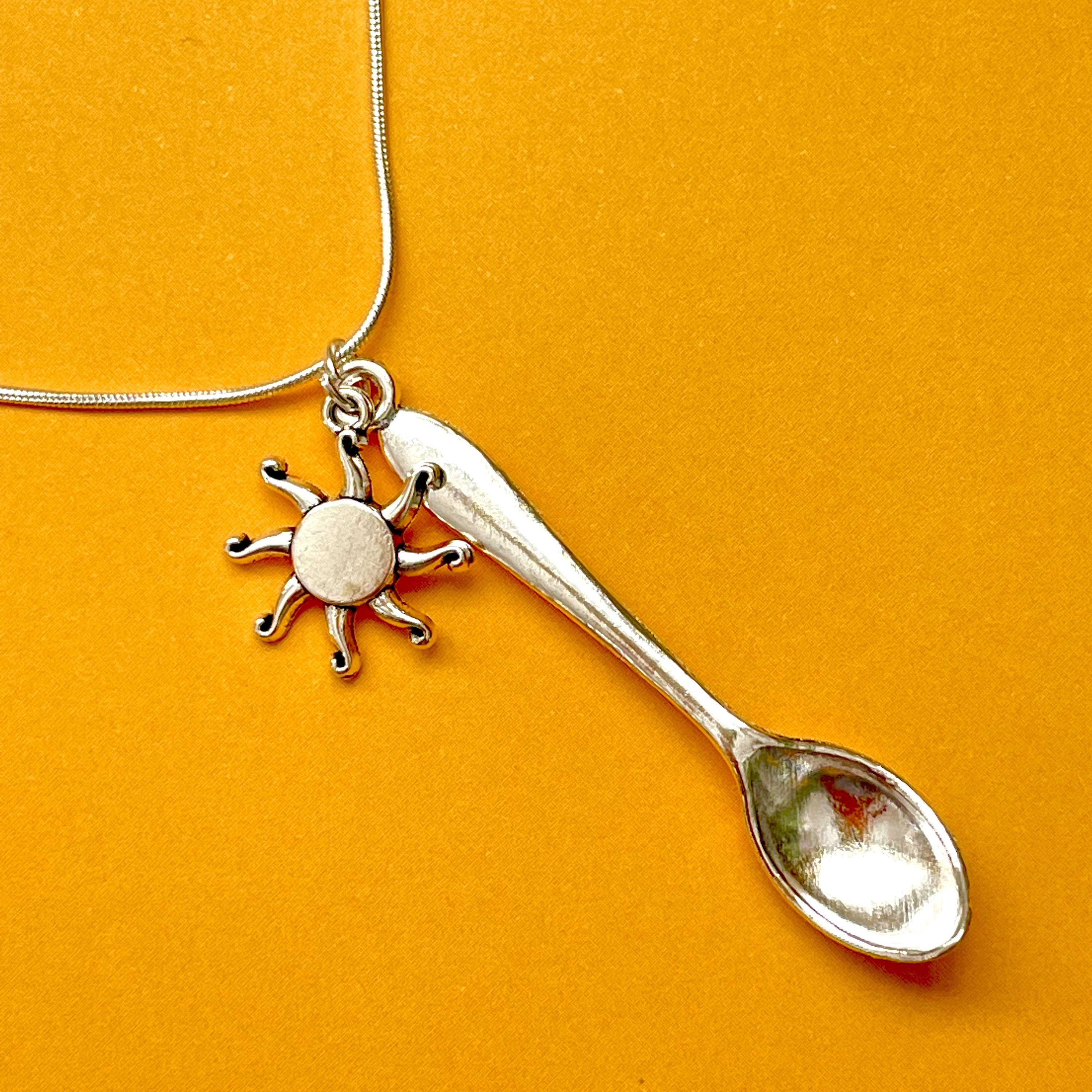 Silver spoon necklace discount