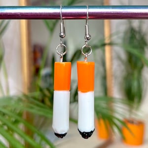 Cigarette earrings, weird earrings, quirky earrings, mini, funky earrings, silly earrings