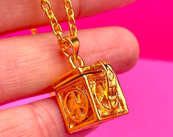 Secret stash necklace, Pandora's box necklace, Pandora’s box locket, 24k Gold plated