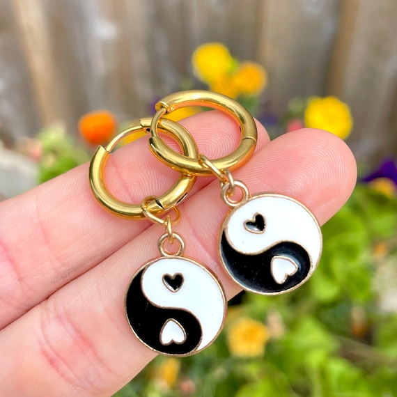 Sterling Silver Yin Yang Hoops Earrings Sterling Silver Yin Yang Hoops Earrings