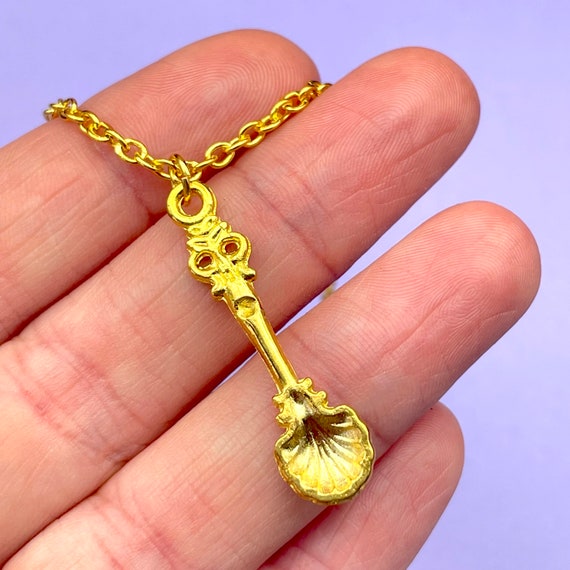 Spoon Necklace Mini Good Luck Spoon Necklace With Gold Spoon Spoon Necklace Uk Tiny Spoon Necklace Etsy Canada