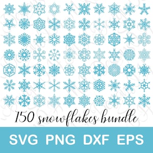 Snowflakes SVG Bundle, Snowflake Clipart, Digital Download, Printable, Cut Files for Cricut and Silhouette, svg png dxf eps