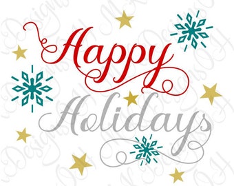 Joyeuses fêtes SVG, fichier de coupe hiver (téléchargement numérique)