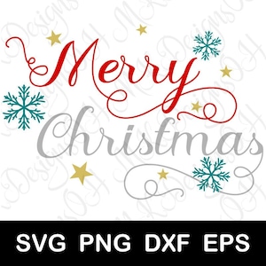 Merry Christmas SVG, Digital Download, Holiday Cut File for Cricut and Silhouette, svg dxf png eps