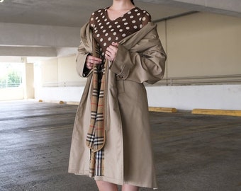 Vintage 80s Burberry Cotton Car Coat, Removable Flannel Lining - Etsy