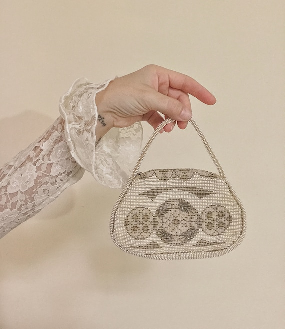 Vintage 1940s Czech Mini Beaded Purse, Vintage Bea