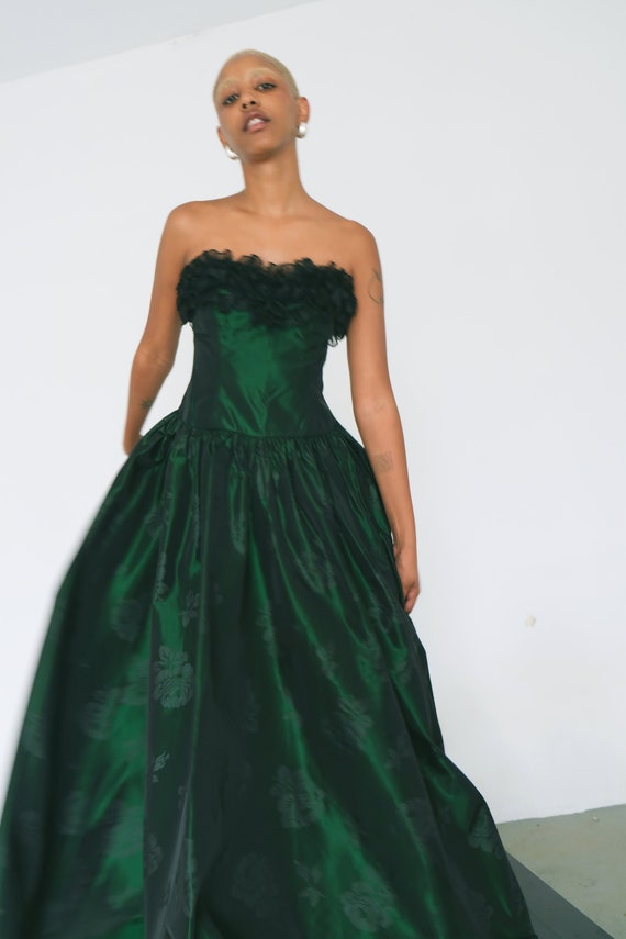 Vintage Emerald Green Laura Ashley Gown, Deadstock