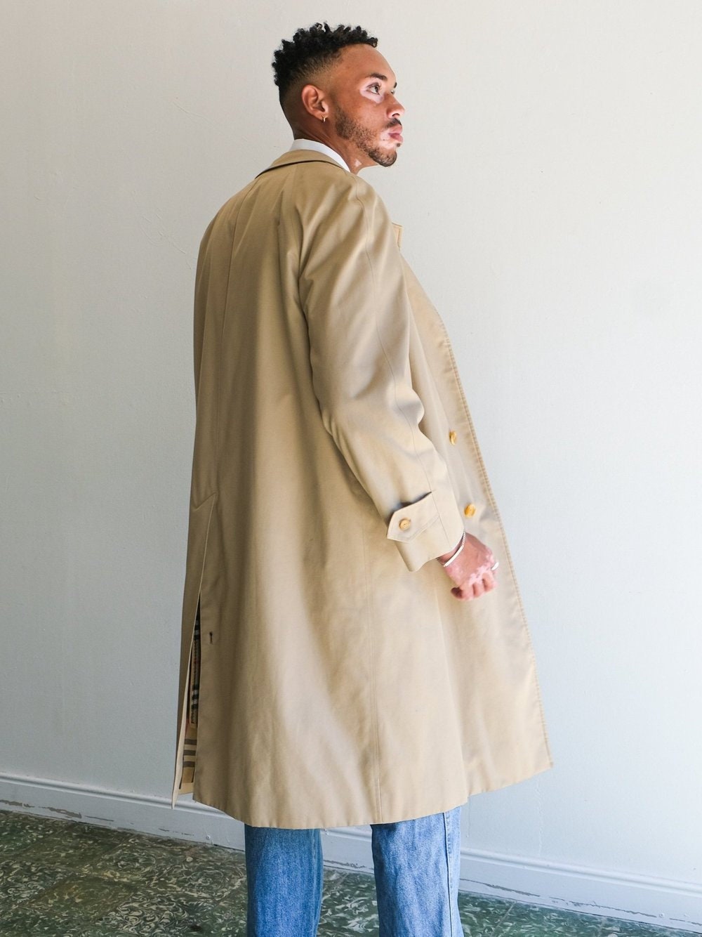 Buy Vintage 80s Burberry Cotton Car Coat, Removable Flannel Lining