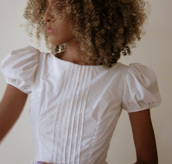 Vintage Puff Sleeve Maxi Dress, Vintage Swiss Dot