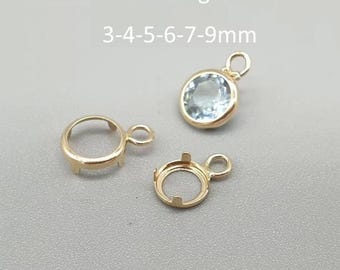 9ct Yellow Gold Pendant Bezel Cup Setting, Round 3mm 4mm 5mm 6mm 7mm 9mm Pendant Blank for Cut Stones, 9K 375 Solid Gold Findings