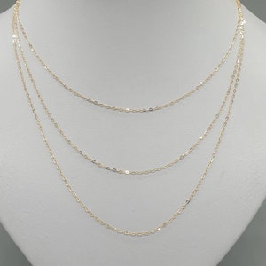 Sparkly 9Ct Yellow Gold Trace Chain 14&quot; 16&quot; 18&quot; 20&quot; Fine Delicate High Polished Chain 1.2mm, 9K 375 Solid Gold Jewellery Gift