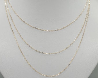 Sparkly 9Ct 9K yellow gold 1.2mm trace chain 14'' 16'' 18" 20'' fine delicate dainty high polished chain, solid gold jewellery findings