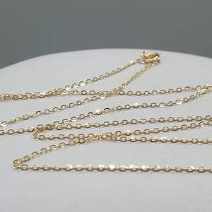 Funkelnde 9 Karat Gelbgold-Spurenkette 12 &quot;bis 34&quot;, 1 mm breit, hochglanzpolierte Flay O-Gliederkette, 9K 375 Massivgoldschmuckgeschenk
