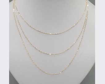 Sparkly 9ct Yellow Gold Trace Chain 14" 16" 18" 20" Fine Delicate High Polished Chain 1.2mm, 9K 375 Solid Gold Jewellery Gift