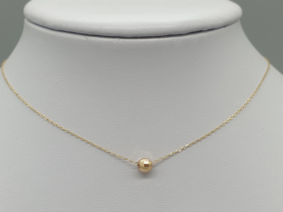 14ct 14K Yellow Gold Disco Ball Bead Necklace Sparkly Fine Etsy
