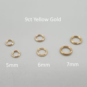 9Ct Solid Yellow Gold Split Ring 1 piece, 5mm 6mm 7mm Safety Attach Charm Clasp to Bracelet Anklet Chain Necklace,9K Gold Jewellery Findings