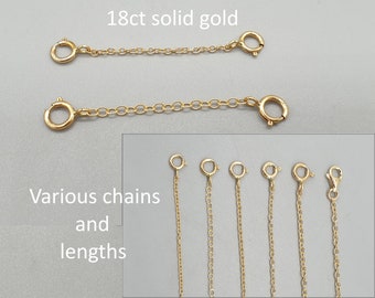 18-Karat-18-Karat-Gelbgold-Verlängerungs-Sicherheitskette mit zwei Verschlüssen, 1,3 cm bis 10,2 cm langer Ketten-Schmuck-Verlängerungsverbinder, leichtes und schweres 750er-Massivgold