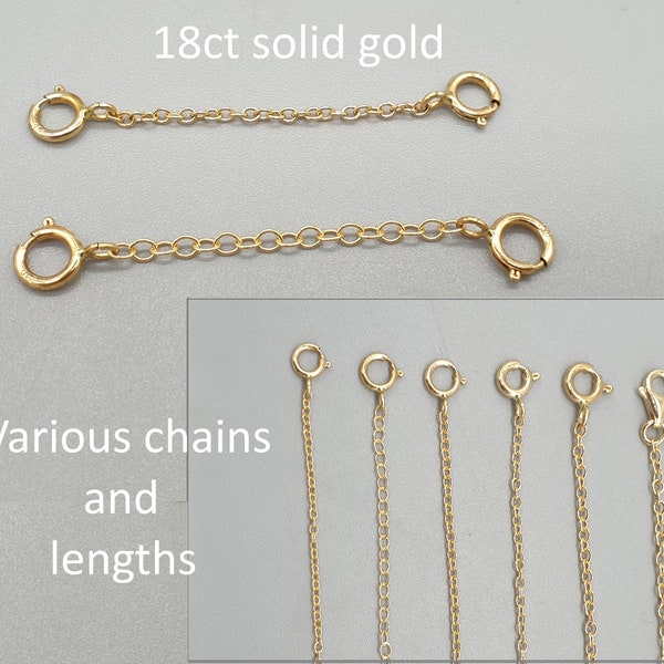 18Kt 18K Gelbgold Verlängerungskette mit zwei Verschluss, 0,5 "bis 4" Spurkettenschmuck Verlängerungsstecker, leichtes und schweres 750 Massivgold