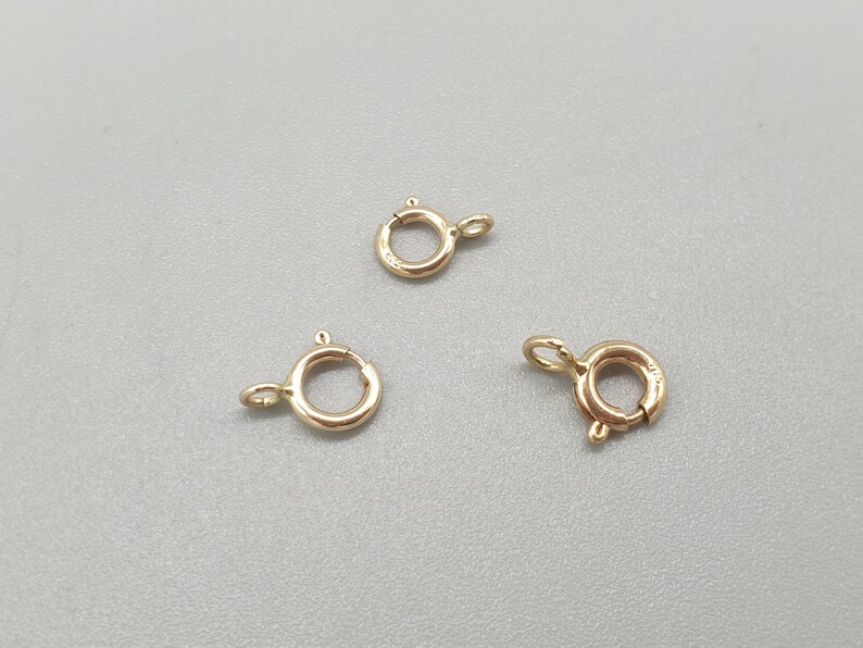Yellow Card Small 14ct Yellow Gold Spring Clasp Bolt Ring, 4.5mm 5.0mm 5.5mm 6.0mm Open ...