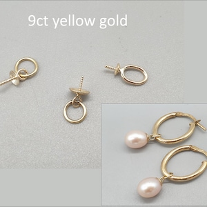 9Ct 9K Yellow Gold Cup with Peg and Loop, 2mm 3mm 4mm cup, Setting for Top Half Drilled Stones and Pearls, Solid Gold Jewellery Findings