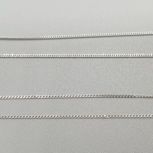 9 Karat Weißgold Panzerkette 0,5 mm 9K 375 Diamantschliff Panzerkette 16 "18" 20", feine zierliche Halskette, massives Gold Schmuck Geschenk