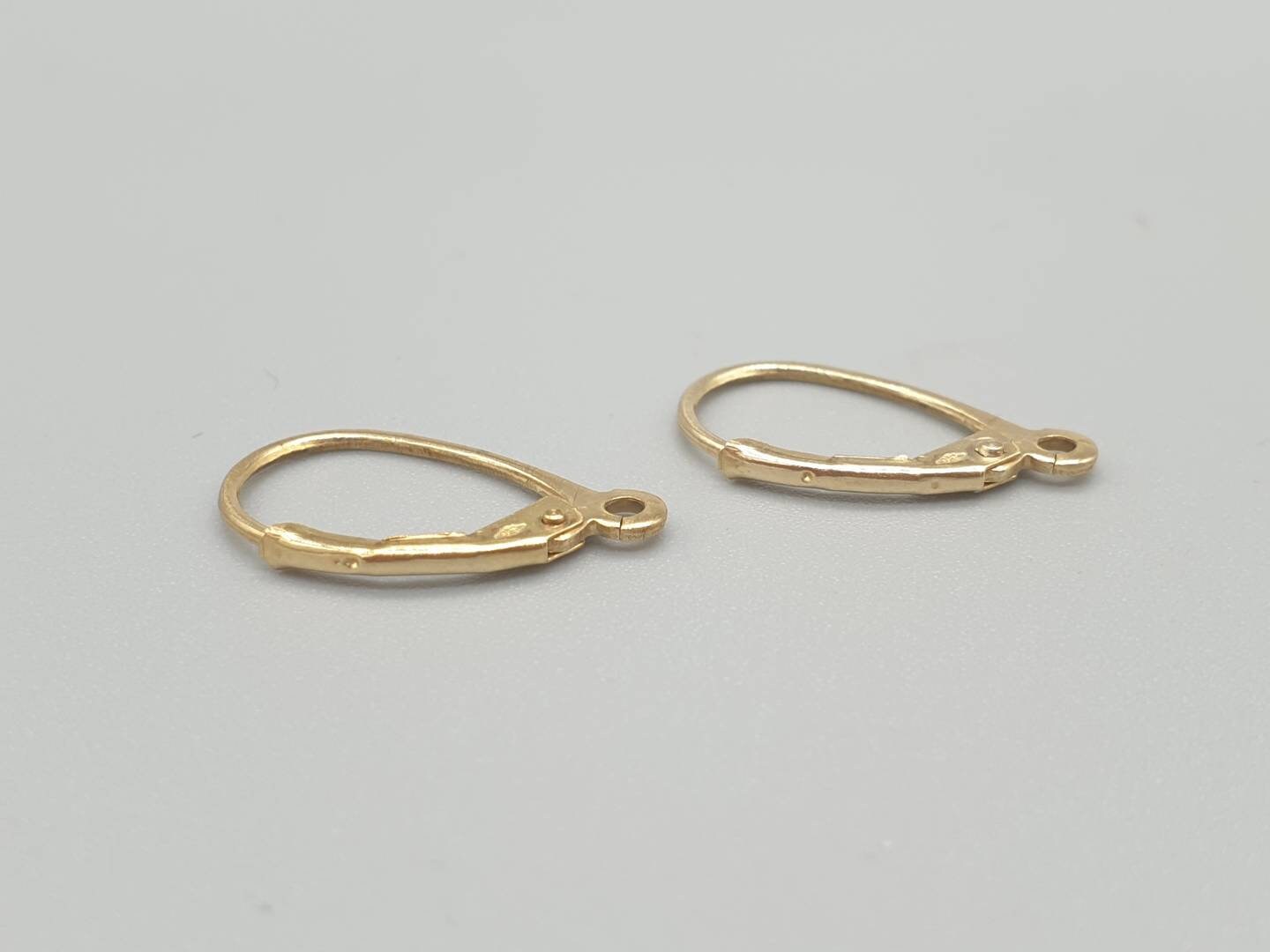 A Pair of 9ct White Gold Continental Lever Back Ear Hooks With Hanging Loop ~ Supplies For Customising your own Gold Jewellery