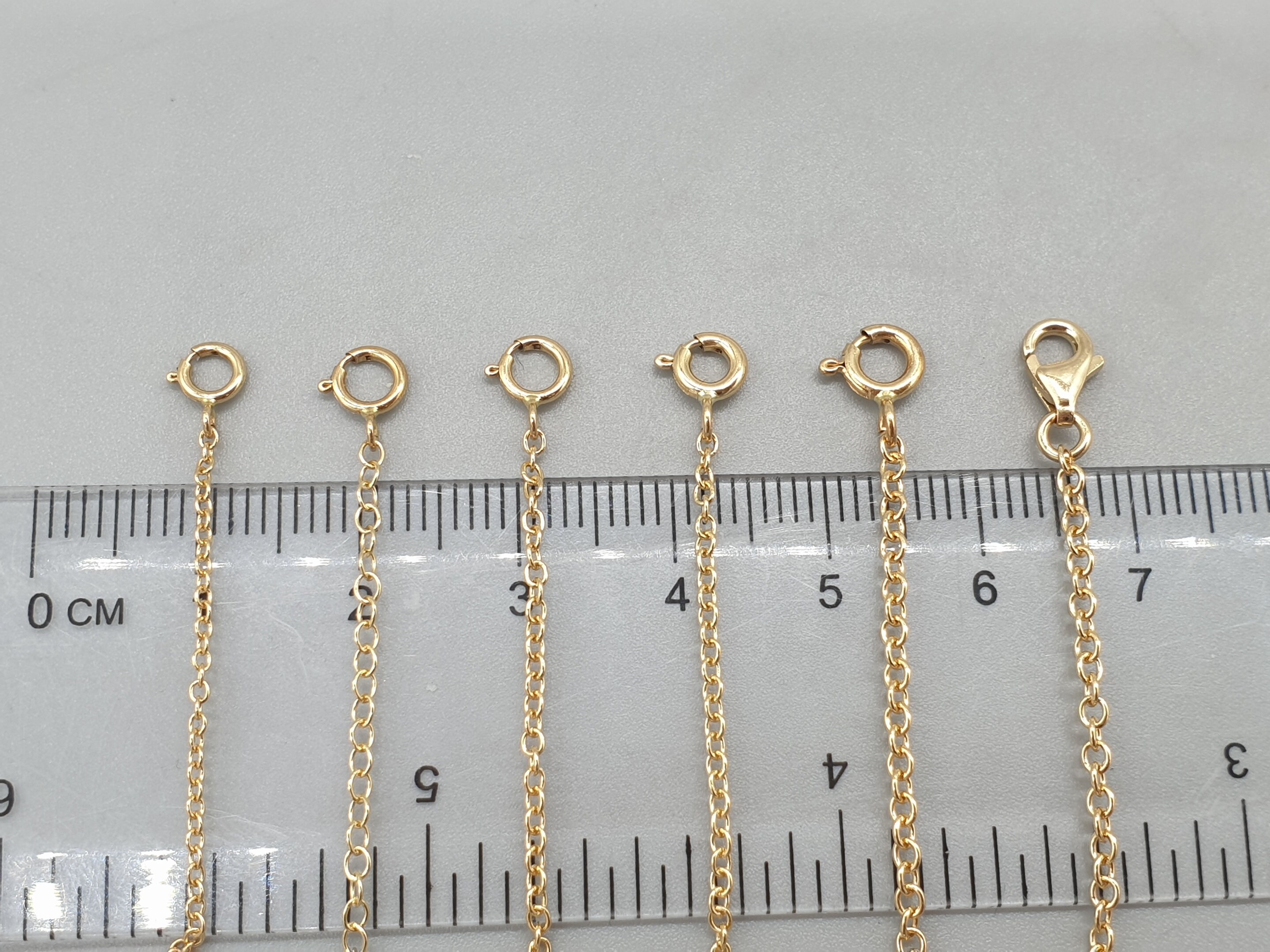 18k Yellow Gold Chain Extender – Two Clasp Connector, Safety Chain, 1-4 Inch Lengths, Solid Gold, Spring Clasp